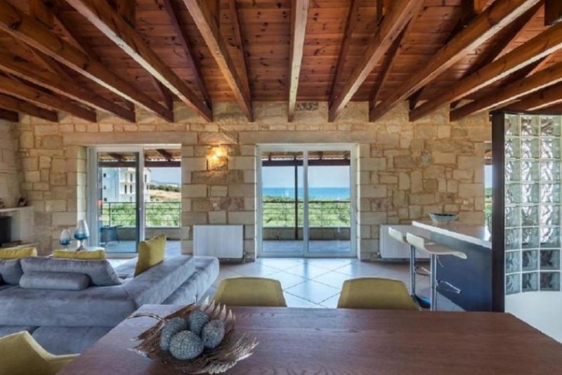 Agia Marina Kreta, Agia Marina: Luxuriöse Steinvilla mit Meer- und Sonnenuntergangsblick zu verkaufen Haus kaufen
